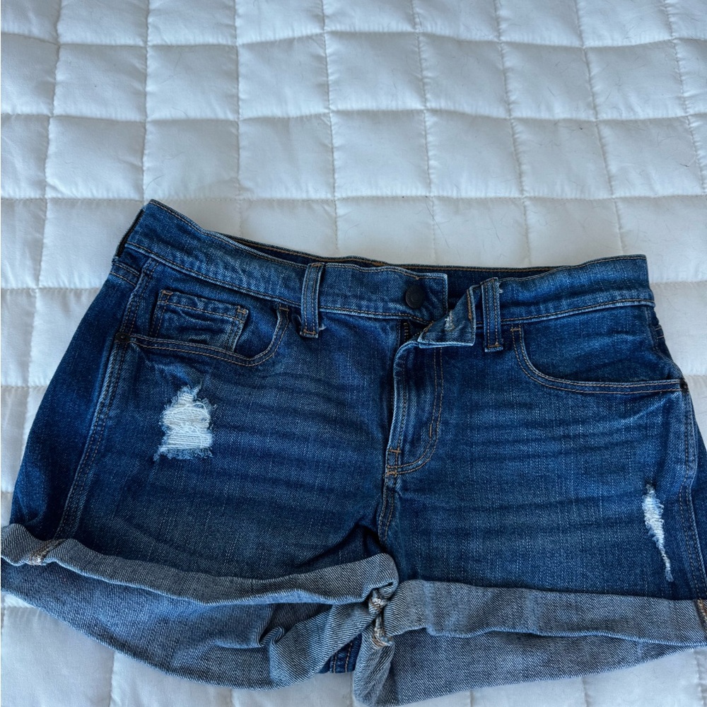 Old Navy Blue Jean Shorts Distressed Cuffed Hem